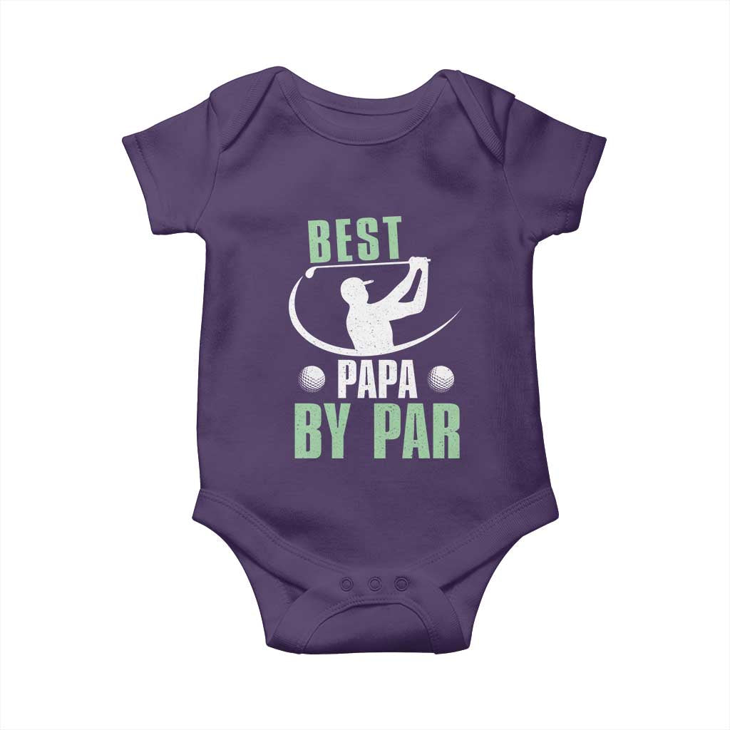Golf Dad Baby Onesie Best Papa By Par Funny Golfer Fathers Day Gifts TS10 Purple Print Your Wear