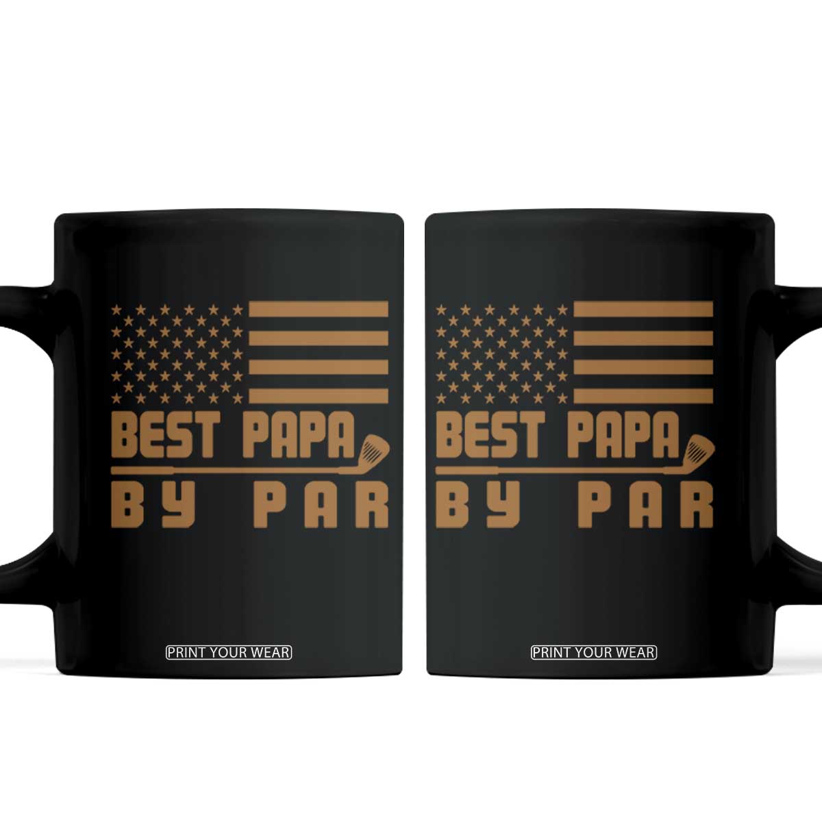 Golf Dad Coffee Mug Best Papa By Par American Flag Golfer Fathers Day Gifts TS10 Black Print Your Wear