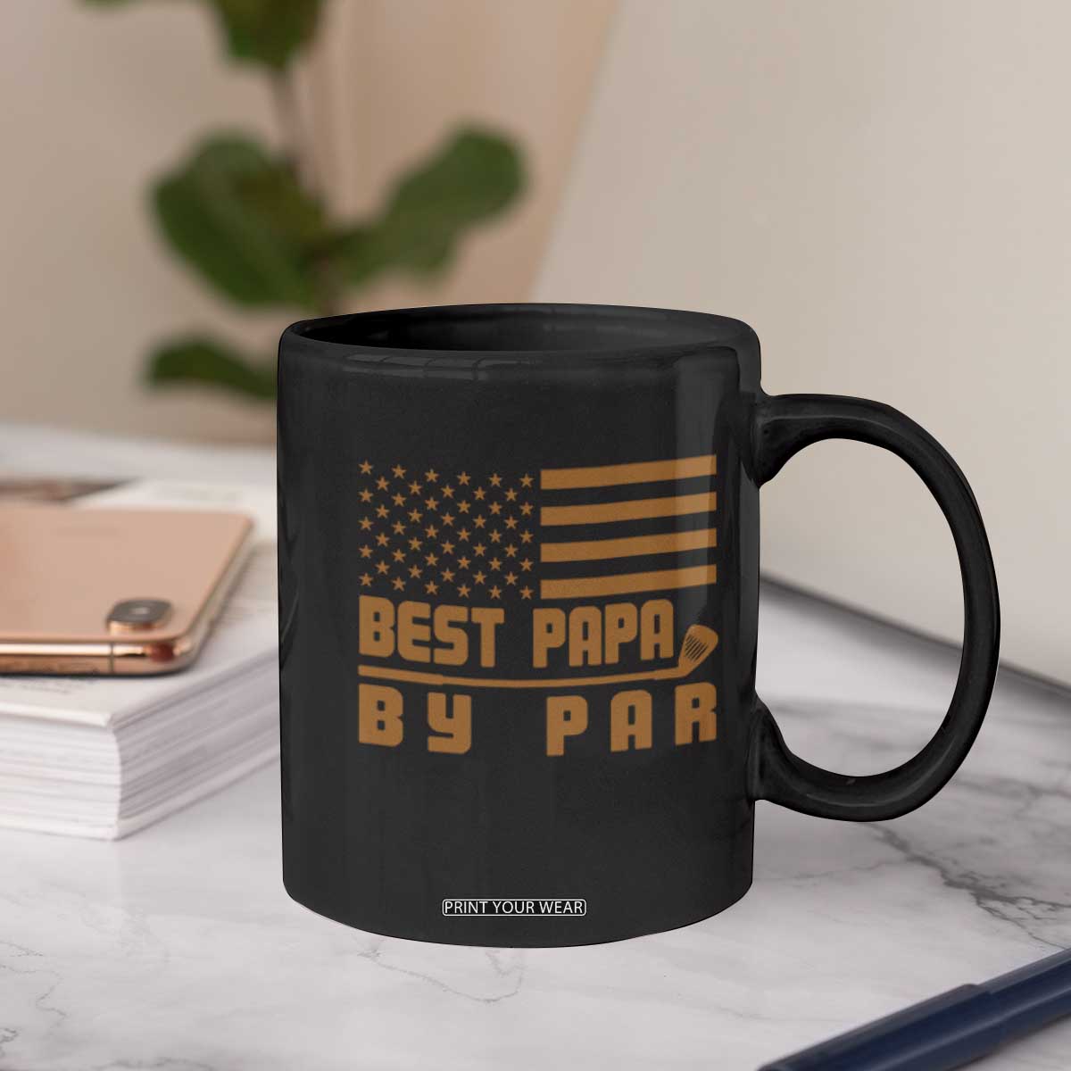 Golf Dad Coffee Mug Best Papa By Par American Flag Golfer Fathers Day Gifts TS10 Print Your Wear