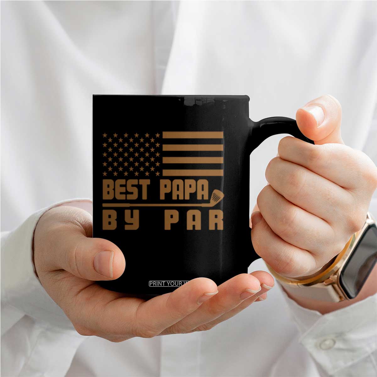 Golf Dad Coffee Mug Best Papa By Par American Flag Golfer Fathers Day Gifts TS10 Print Your Wear