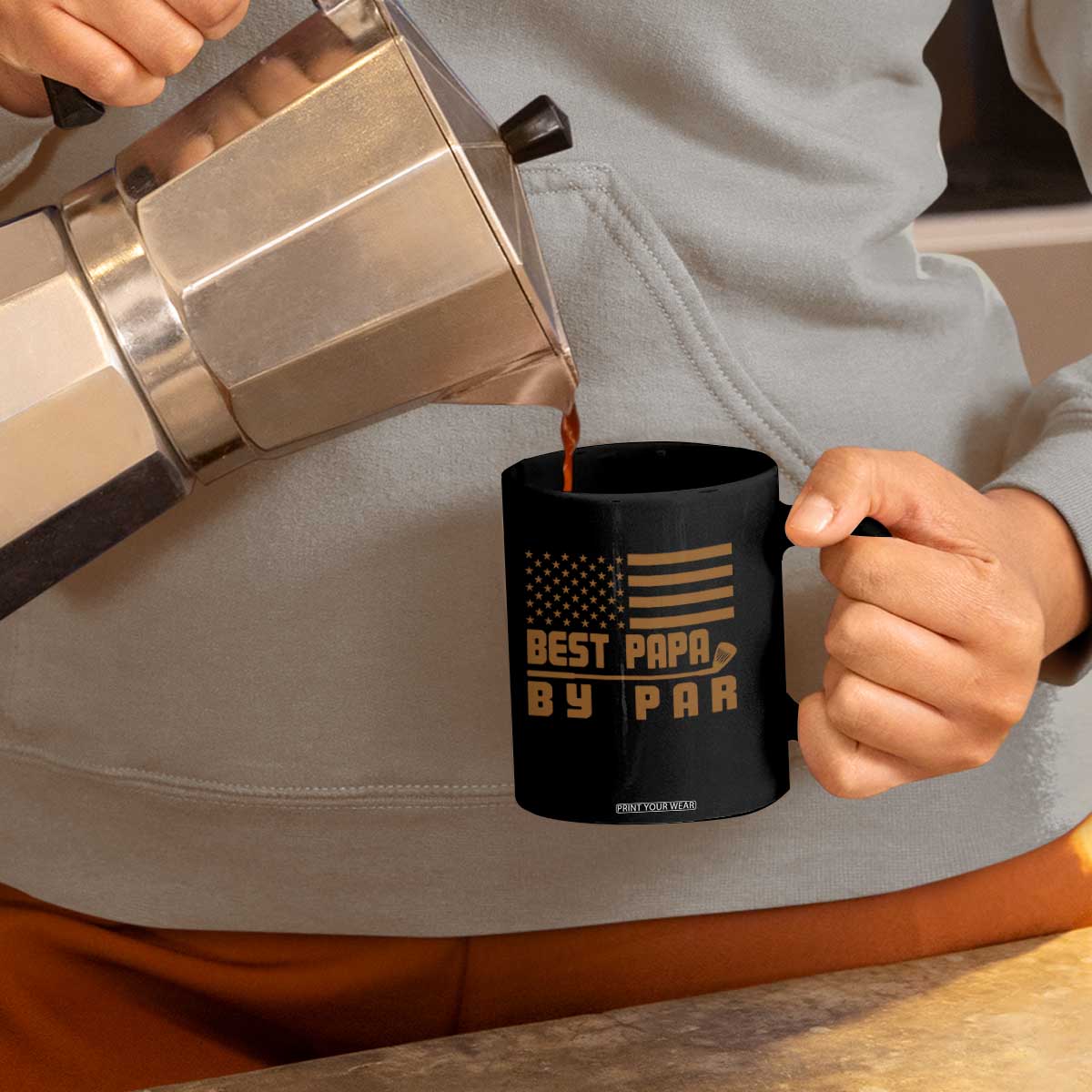 Golf Dad Coffee Mug Best Papa By Par American Flag Golfer Fathers Day Gifts TS10 Print Your Wear