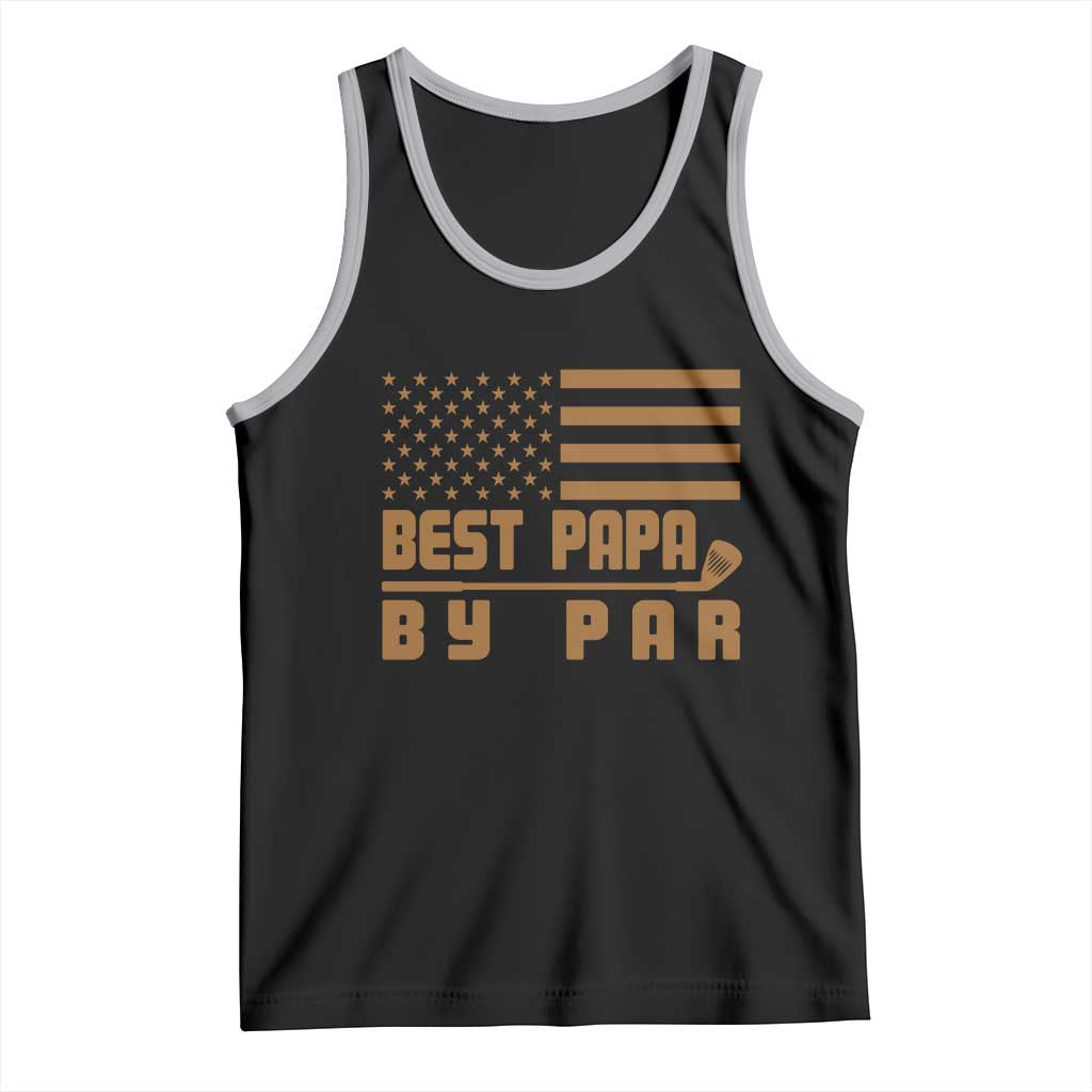 Golf Dad Tank Top Best Papa By Par American Flag Golfer Fathers Day Gifts TS10 Black Athletic Heather Print Your Wear