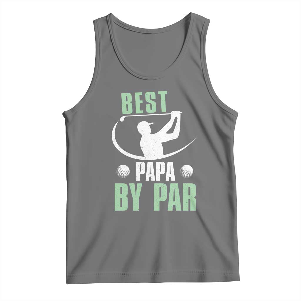 Golf Dad Tank Top Best Papa By Par Funny Golfer Fathers Day Gifts TS10 Black Heather Print Your Wear