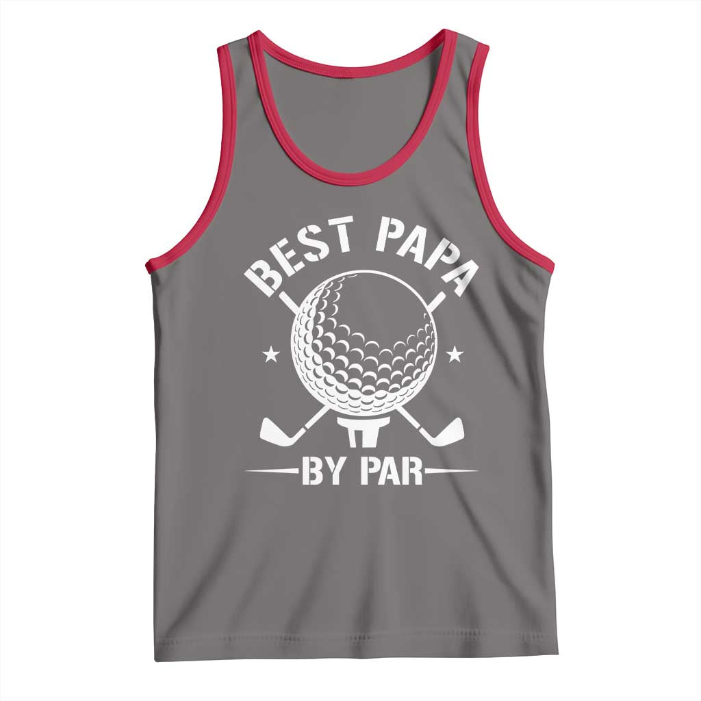 Golf Dad Tank Top Best Papa By Par Golfer Fathers Day Gifts TS10 Deep Heather Red Print Your Wear
