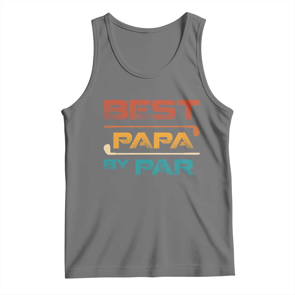 Golf Dad Tank Top Best Papa By Par Golfing Golfer Funny Fathers Day Gifts TS10 Black Heather Print Your Wear