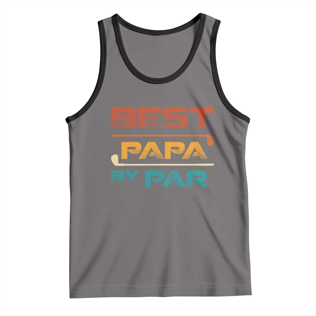 Golf Dad Tank Top Best Papa By Par Golfing Golfer Funny Fathers Day Gifts TS10 Deep Heather Black Print Your Wear