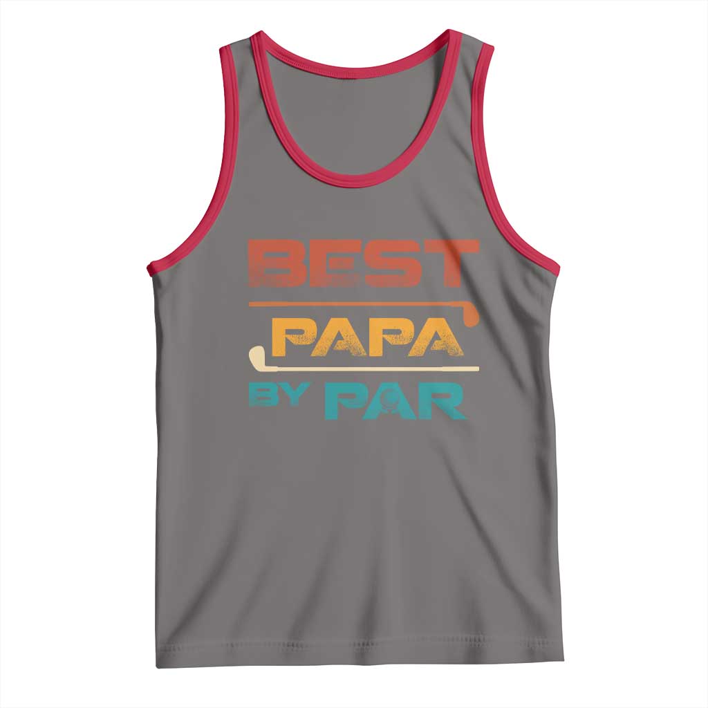 Golf Dad Tank Top Best Papa By Par Golfing Golfer Funny Fathers Day Gifts TS10 Deep Heather Red Print Your Wear