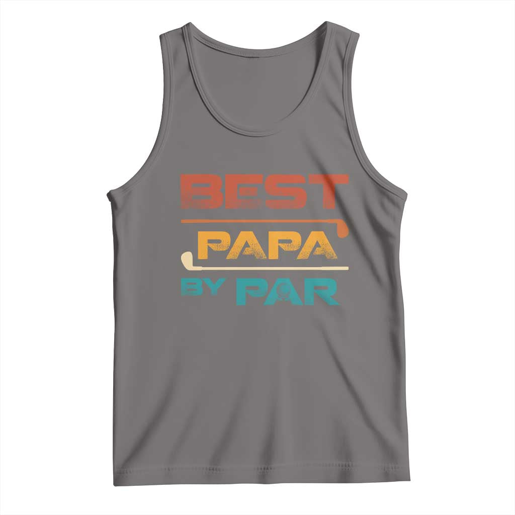 Golf Dad Tank Top Best Papa By Par Golfing Golfer Funny Fathers Day Gifts TS10 Deep Heather Print Your Wear