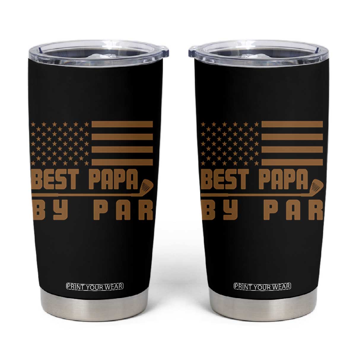 Golf Dad Tumbler Cup Best Papa By Par American Flag Golfer Fathers Day Gifts TS10 Black Print Your Wear