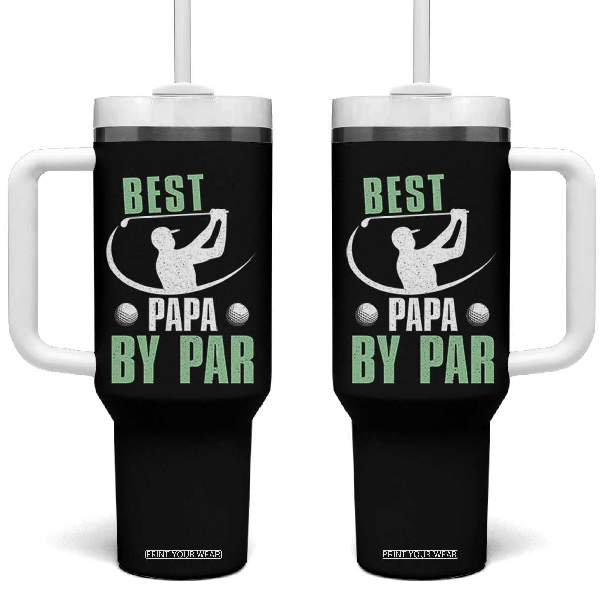 Golf Dad Tumbler With Handle Best Papa By Par Funny Golfer Fathers Day Gifts TS10 One Size: 40 oz Black Print Your Wear