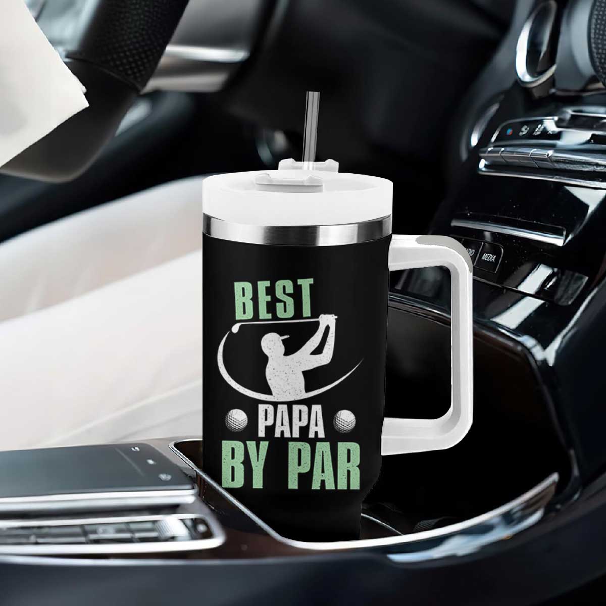 Golf Dad Tumbler With Handle Best Papa By Par Funny Golfer Fathers Day Gifts TS10 Print Your Wear