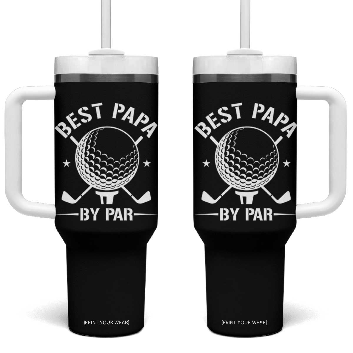 Golf Dad Tumbler With Handle Best Papa By Par Golfer Fathers Day Gifts TS10 One Size: 40 oz Black Print Your Wear
