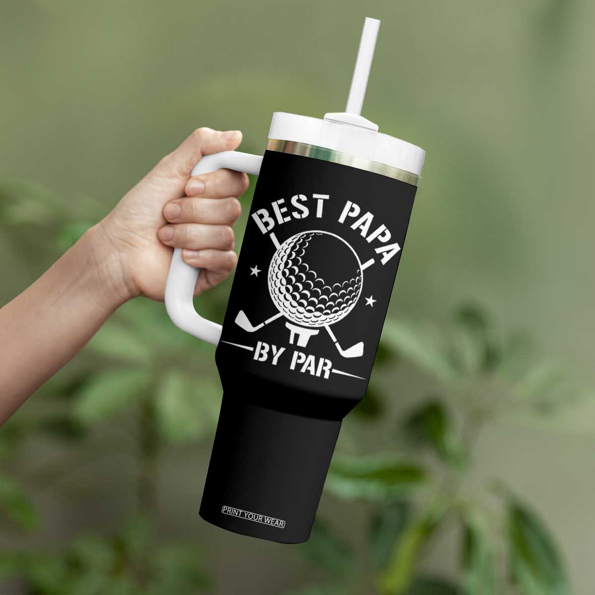 Golf Dad Tumbler With Handle Best Papa By Par Golfer Fathers Day Gifts TS10 Print Your Wear