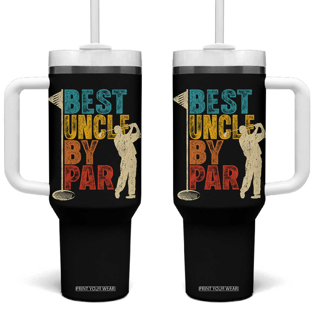 Golf Gifts for Uncle Tumbler With Handle Golf Fathers Day Golfer Uncle Gift TS10 One Size: 40 oz Black Print Your Wear