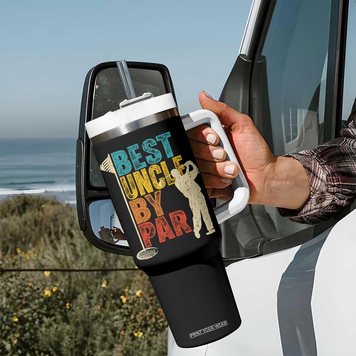 Golf Gifts for Uncle Tumbler With Handle Golf Fathers Day Golfer Uncle Gift TS10 Print Your Wear