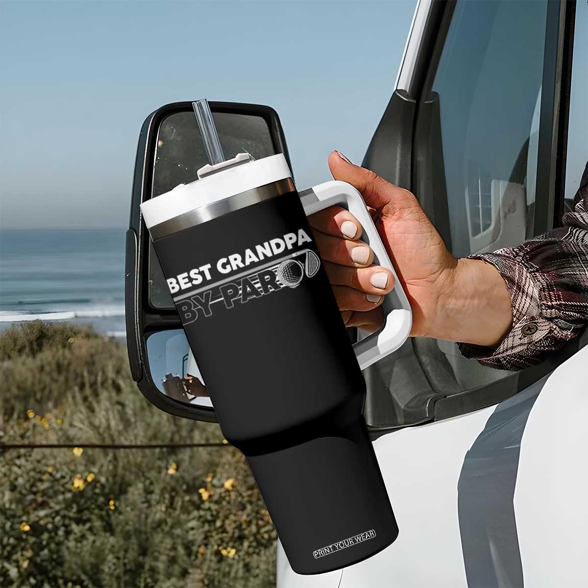 Golf Grandpa Tumbler With Handle Best Grandpa By Par Golfing Golfer Funny Fathers Day Gifts TS10 Print Your Wear