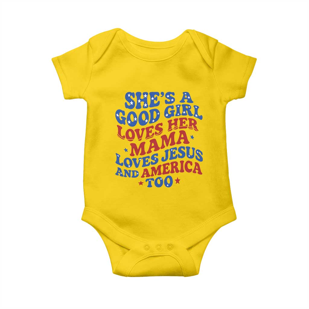 Good Girl Loves Mama Jesus and America Baby Onesie Retro Patriotic 4th of July USA TS10 Daisy Print Your Wear