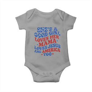 Good Girl Loves Mama Jesus and America Baby Onesie Retro Patriotic 4th of July USA TS10 Sport Gray Print Your Wear