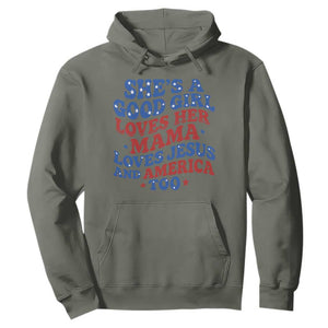 Good Girl Loves Mama Jesus and America Hoodie Retro Patriotic 4th of July USA TS10 Military Green Print Your Wear