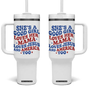 Good Girl Loves Mama Jesus and America Tumbler With Handle Retro Patriotic 4th of July USA TS10 One Size: 40 oz White Print Your Wear
