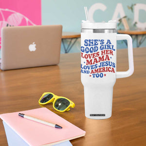 Good Girl Loves Mama Jesus and America Tumbler With Handle Retro Patriotic 4th of July USA TS10 Print Your Wear