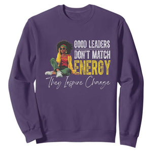 Good Leaders Don't Match Energy They Inspire Change Sweatshirt Black Leadership Juneteenth TS11 Purple Print Your Wear