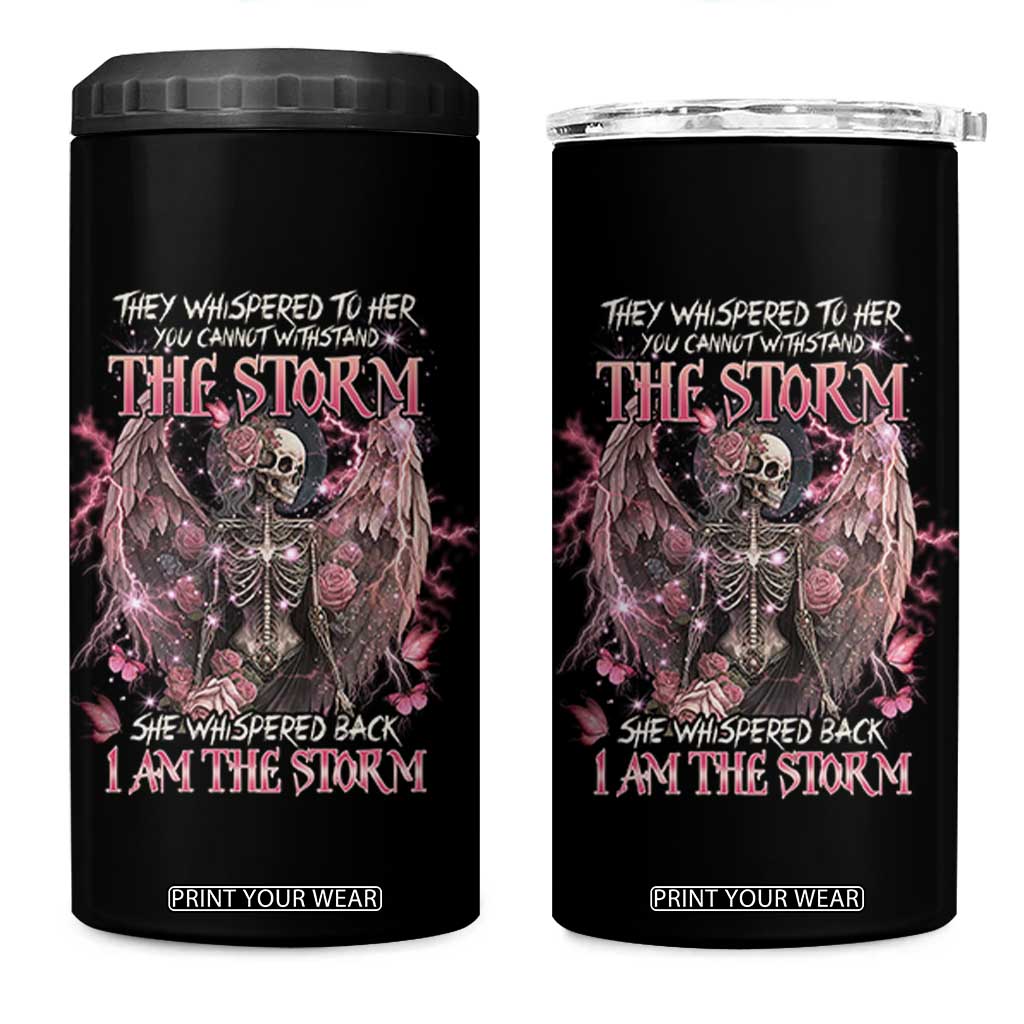 Gothic Skeleton Fairy 4 in 1 Can Cooler Tumbler She Whispered Back I Am The Storm Dark Angel TS02 One Size: 16 oz Black Print Your Wear