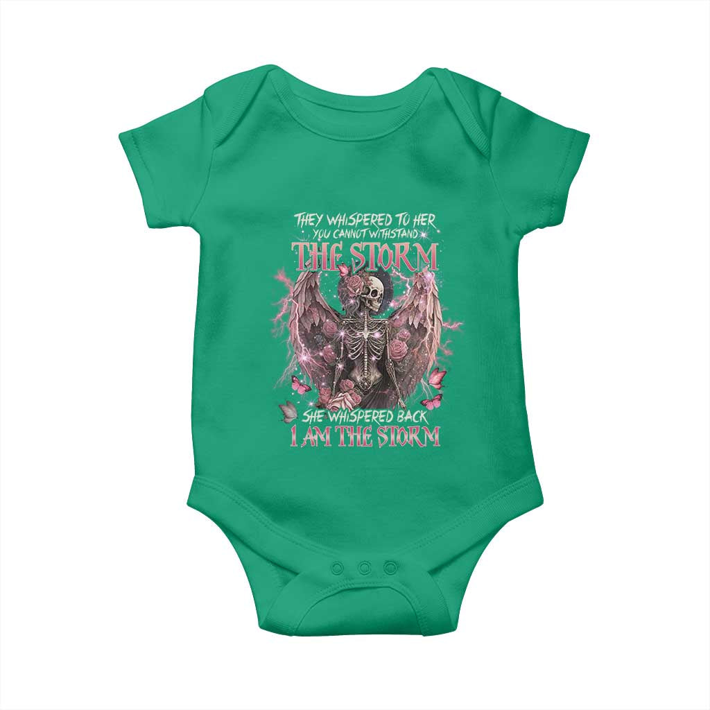 Gothic Skeleton Fairy Baby Onesie She Whispered Back I Am The Storm Dark Angel TS02 Irish Green Print Your Wear