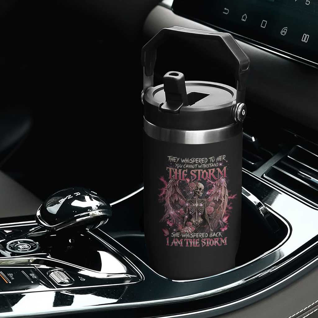 Gothic Skeleton Fairy Flip Straw Tumbler She Whispered Back I Am The Storm Dark Angel TS02 Print Your Wear