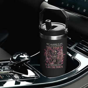 Gothic Skeleton Fairy Flip Straw Tumbler She Whispered Back I Am The Storm Dark Angel TS02 Print Your Wear