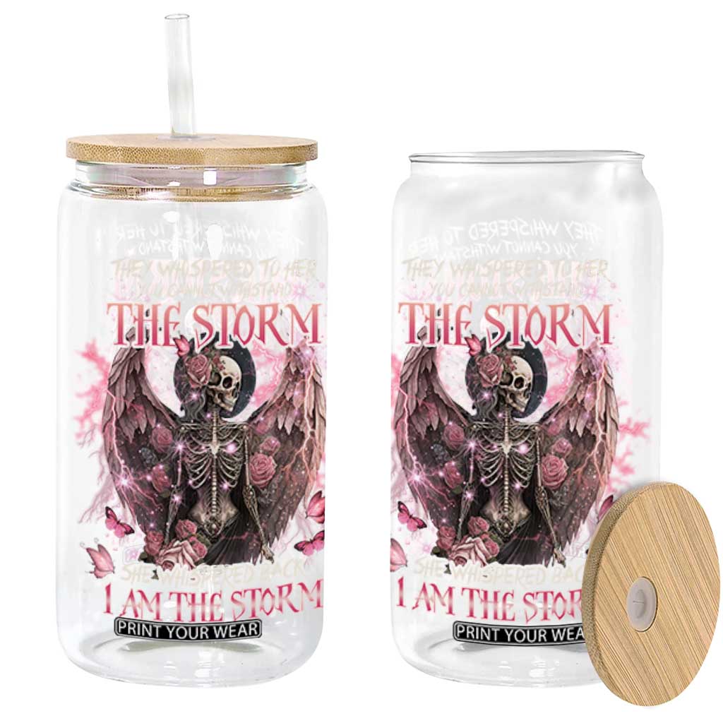 Gothic Skeleton Fairy Glass Can She Whispered Back I Am The Storm Dark Angel TS02 Black Print Your Wear