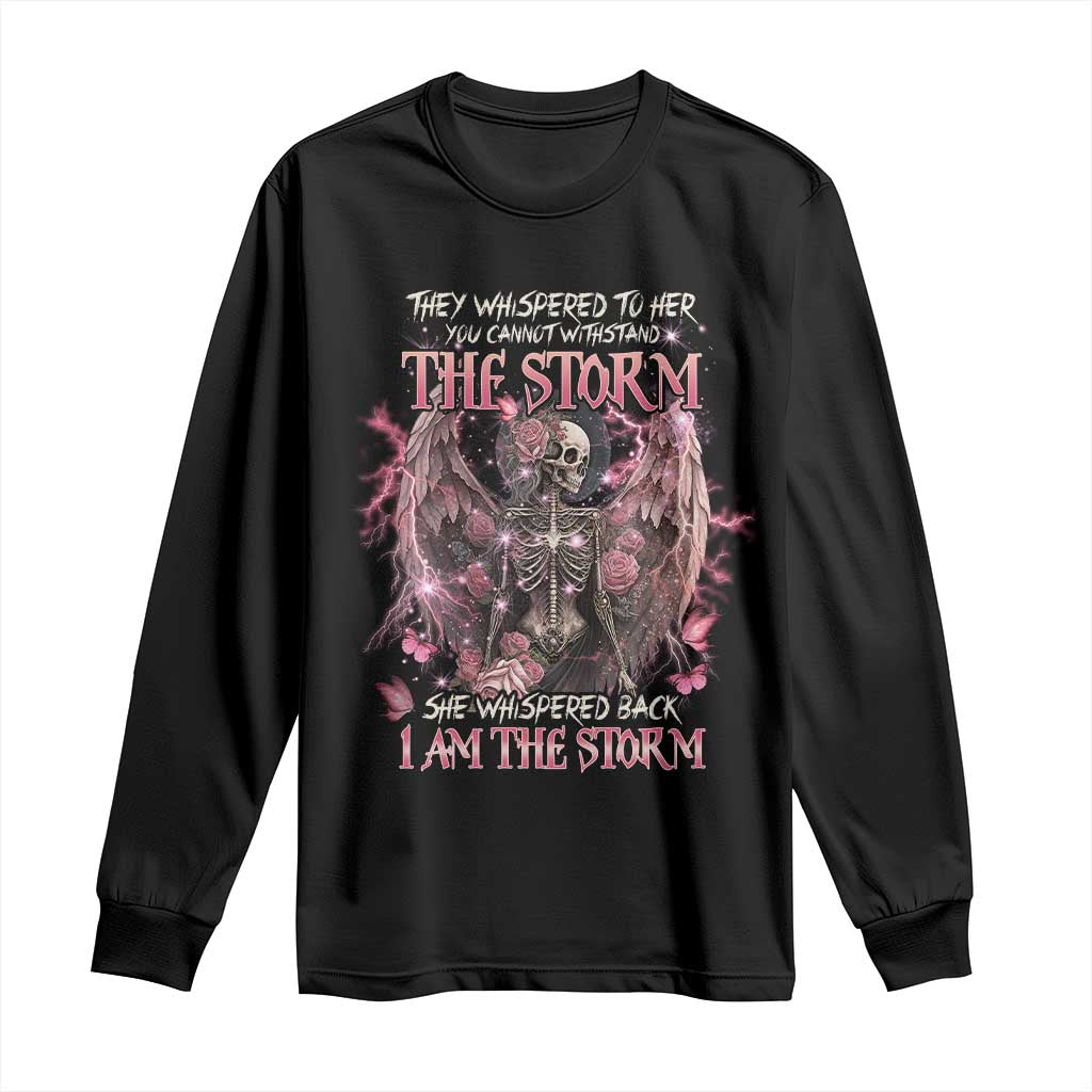 Gothic Skeleton Fairy Long Sleeve Shirt She Whispered Back I Am The Storm Dark Angel TS02 Black Print Your Wear