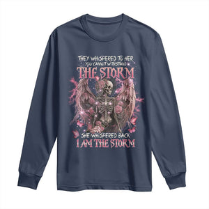Gothic Skeleton Fairy Long Sleeve Shirt She Whispered Back I Am The Storm Dark Angel TS02 Navy Print Your Wear