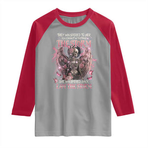 Gothic Skeleton Fairy Raglan Shirt She Whispered Back I Am The Storm Dark Angel TS02 Sport Gray Red Print Your Wear