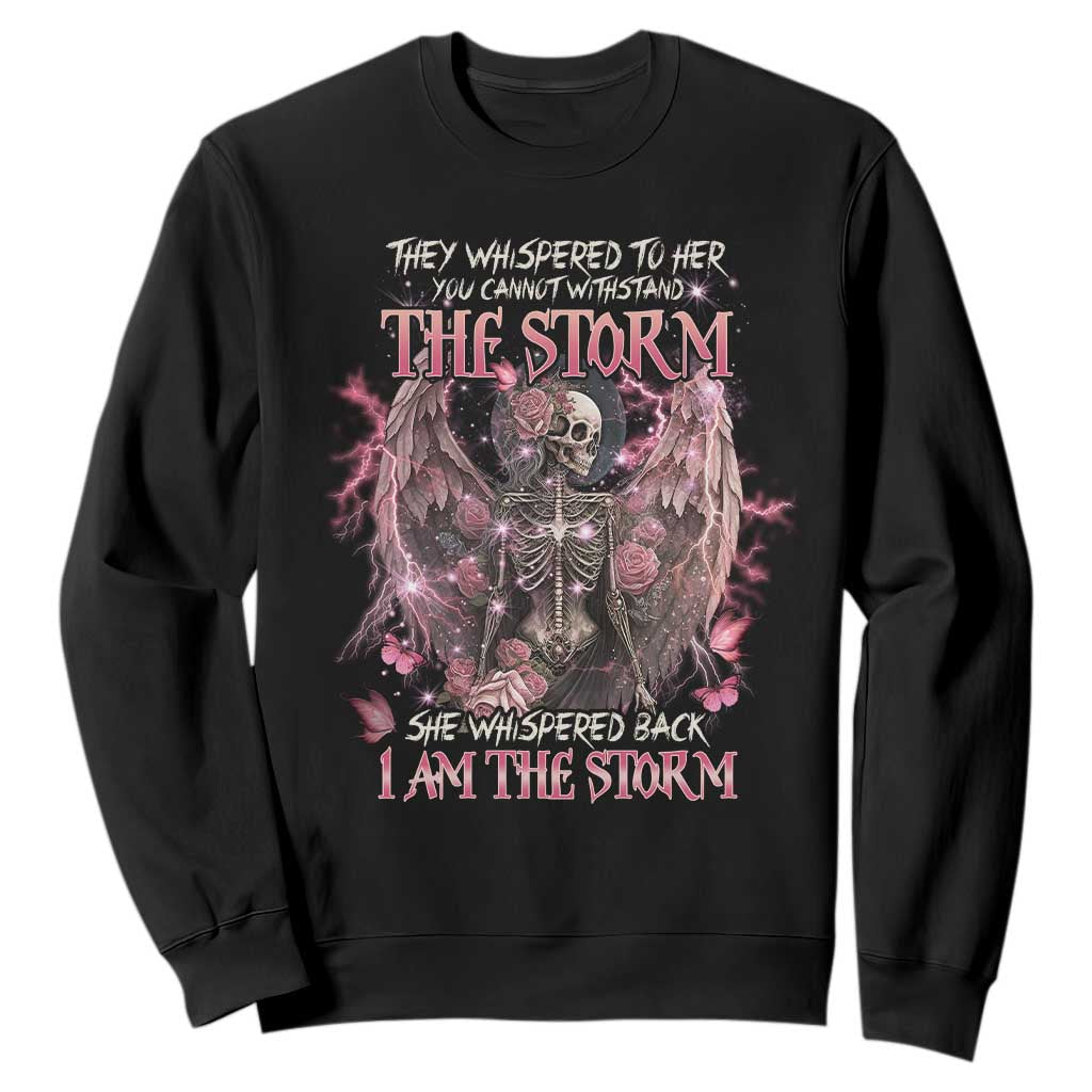 Gothic Skeleton Fairy Sweatshirt She Whispered Back I Am The Storm Dark Angel TS02 Black Print Your Wear