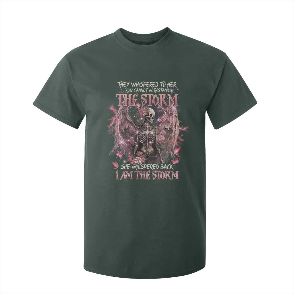 Gothic Skeleton Fairy T Shirt For Kid She Whispered Back I Am The Storm Dark Angel TS02 Dark Forest Green Print Your Wear