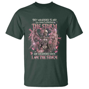 Gothic Skeleton Fairy T Shirt She Whispered Back I Am The Storm Dark Angel TS02 Dark Forest Green Print Your Wear