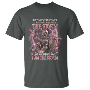 Gothic Skeleton Fairy T Shirt She Whispered Back I Am The Storm Dark Angel TS02 Dark Heather Print Your Wear