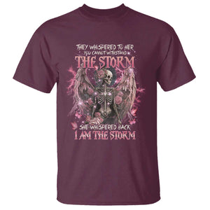 Gothic Skeleton Fairy T Shirt She Whispered Back I Am The Storm Dark Angel TS02 Maroon Print Your Wear