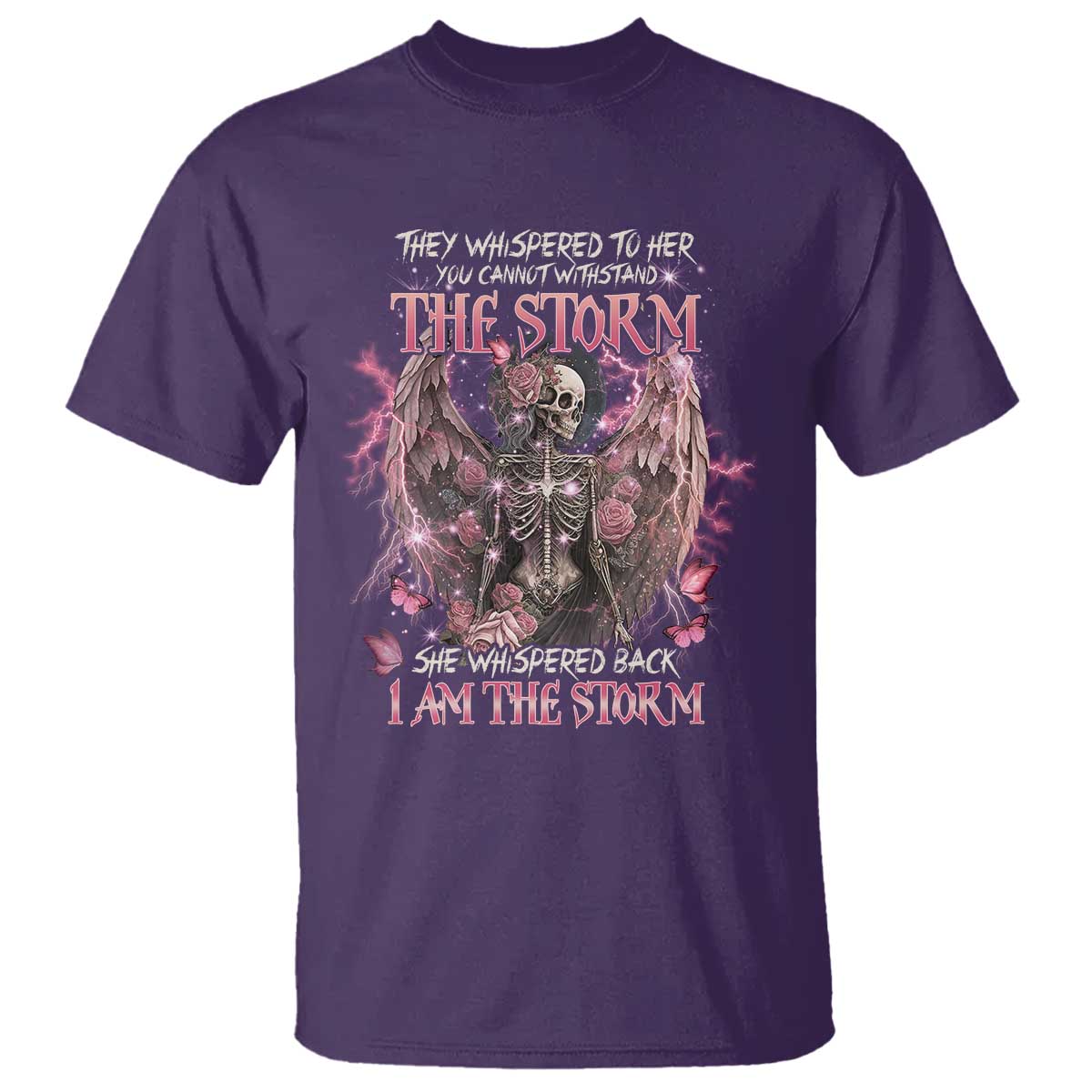 Gothic Skeleton Fairy T Shirt She Whispered Back I Am The Storm Dark Angel TS02 Purple Print Your Wear