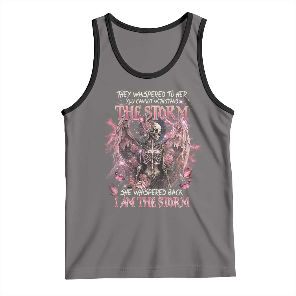 Gothic Skeleton Fairy Tank Top She Whispered Back I Am The Storm Dark Angel TS02 Deep Heather Black Print Your Wear