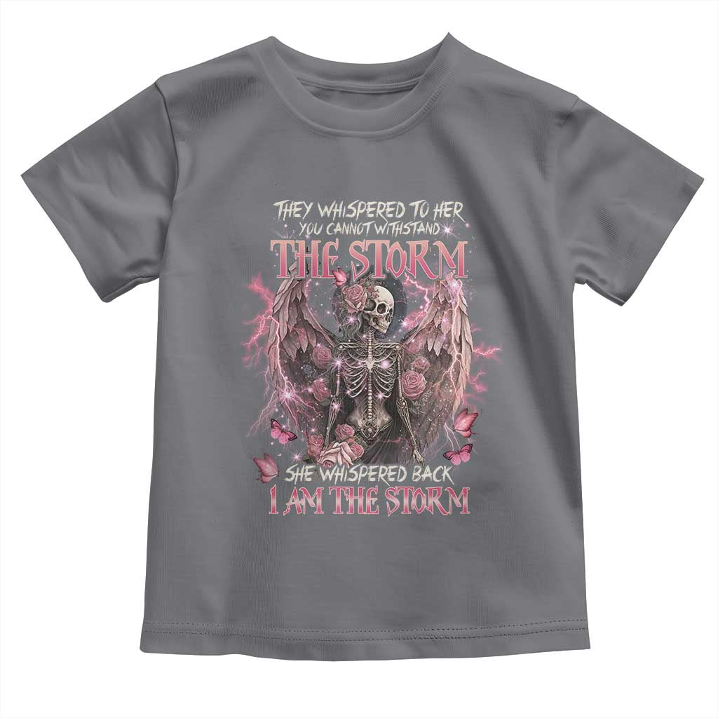 Gothic Skeleton Fairy Toddler T Shirt She Whispered Back I Am The Storm Dark Angel TS02 Charcoal Print Your Wear