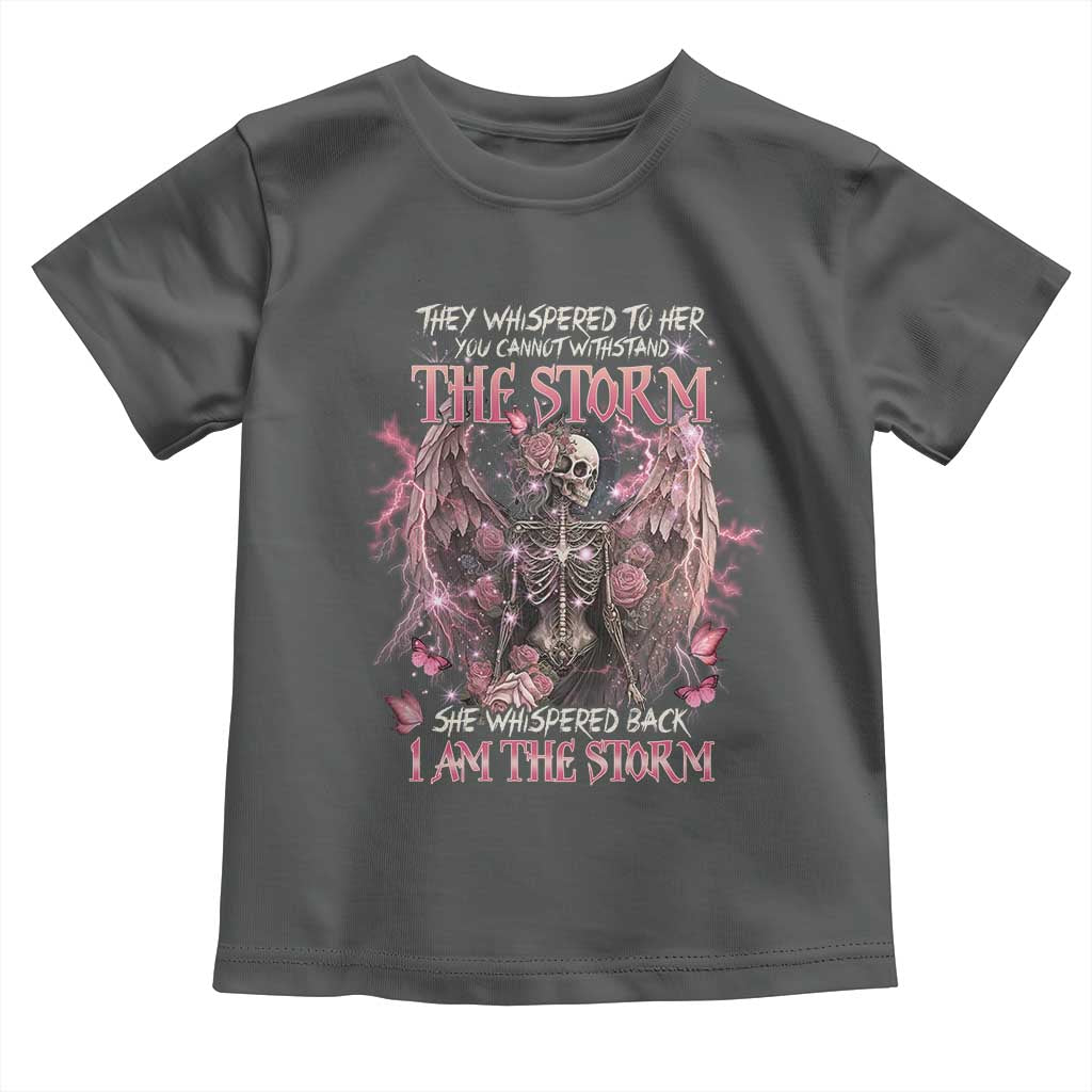 Gothic Skeleton Fairy Toddler T Shirt She Whispered Back I Am The Storm Dark Angel TS02 Dark Heather Print Your Wear