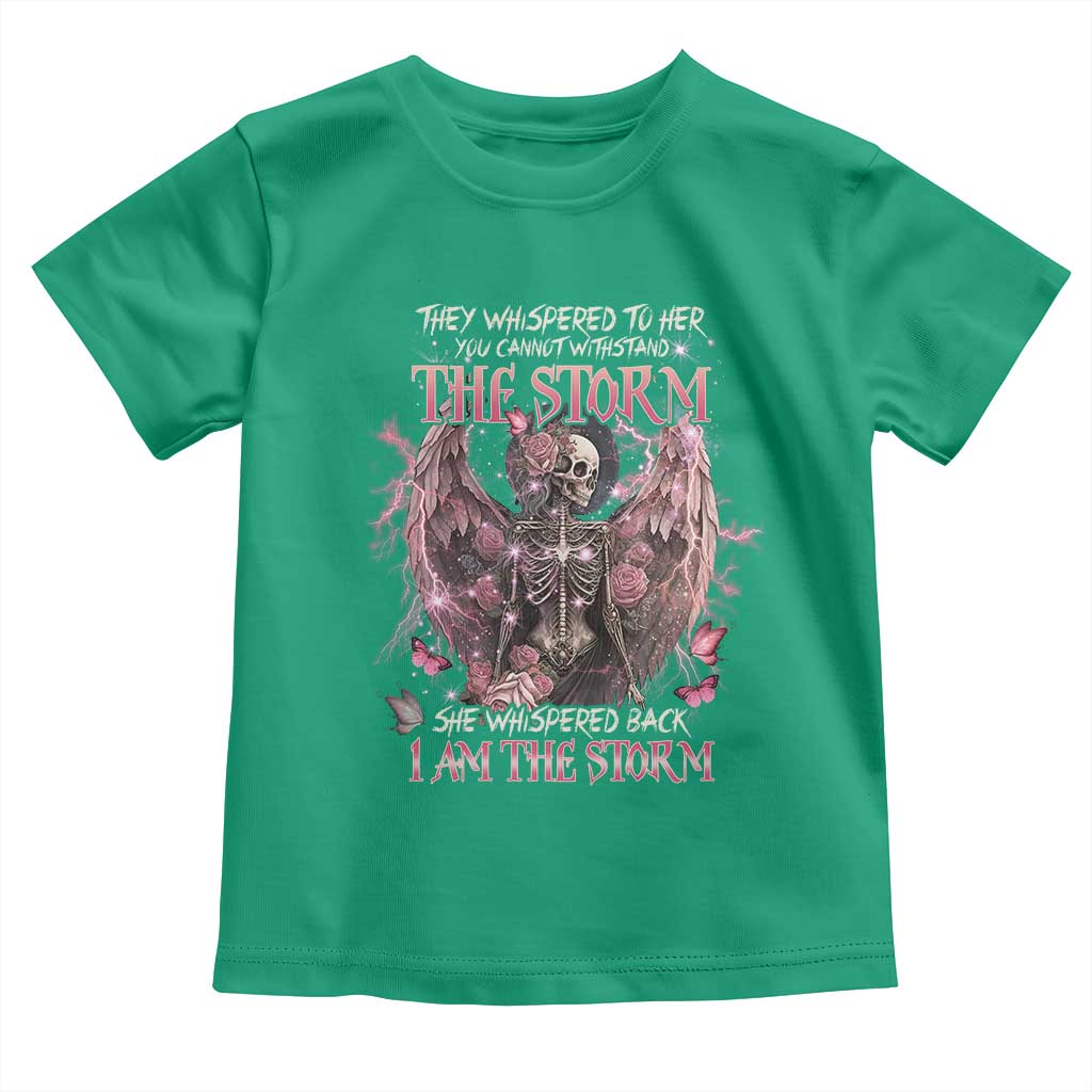 Gothic Skeleton Fairy Toddler T Shirt She Whispered Back I Am The Storm Dark Angel TS02 Irish Green Print Your Wear