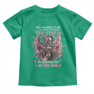 Gothic Skeleton Fairy Toddler T Shirt She Whispered Back I Am The Storm Dark Angel TS02 Irish Green Print Your Wear