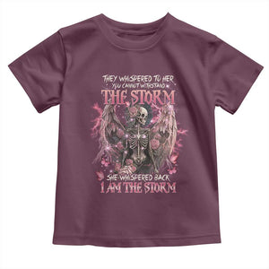 Gothic Skeleton Fairy Toddler T Shirt She Whispered Back I Am The Storm Dark Angel TS02 Maroon Print Your Wear