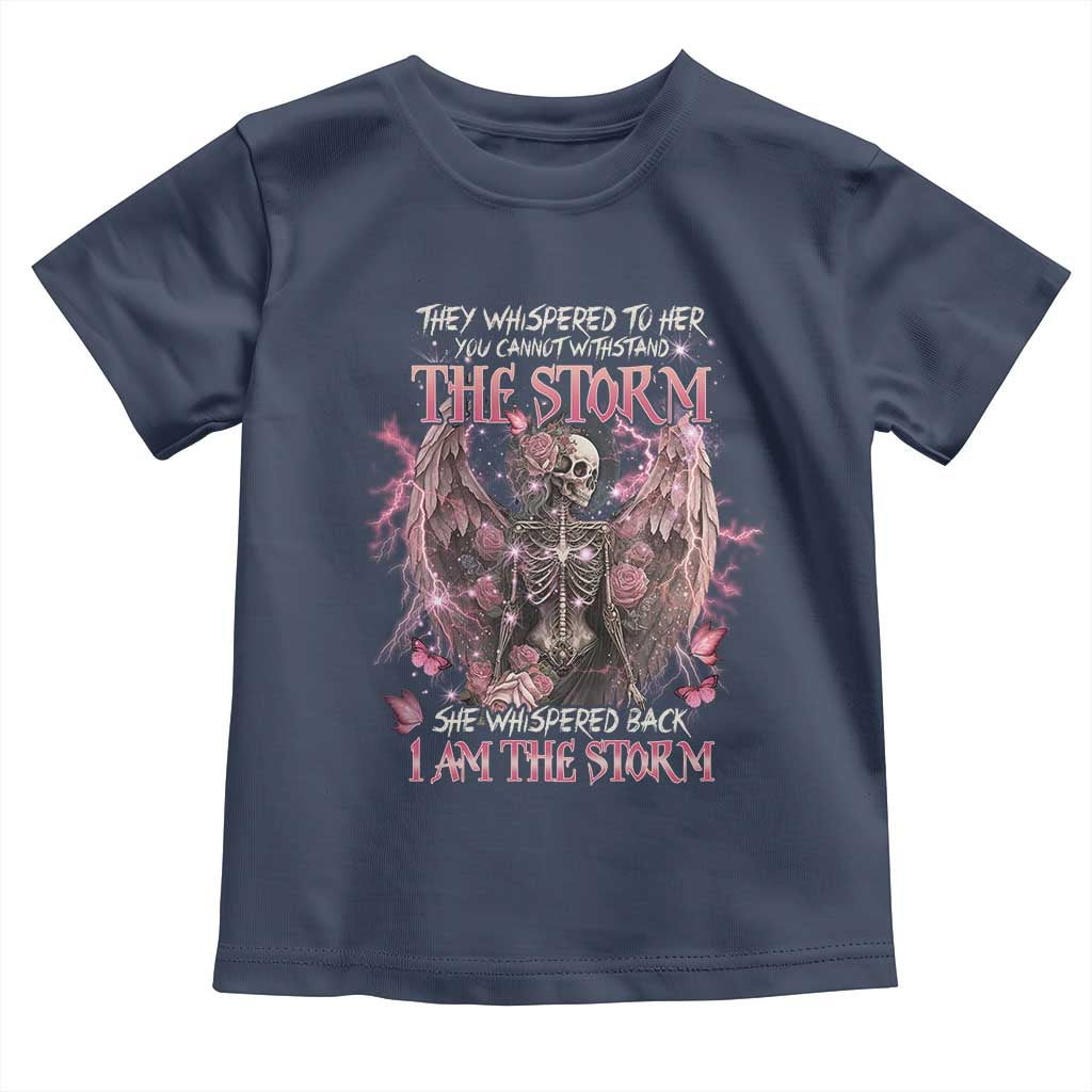 Gothic Skeleton Fairy Toddler T Shirt She Whispered Back I Am The Storm Dark Angel TS02 Navy Print Your Wear