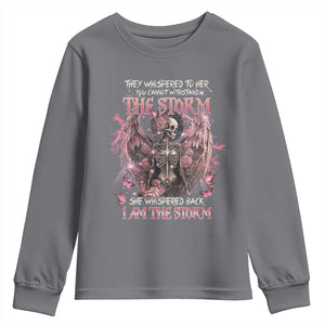 Gothic Skeleton Fairy Youth Sweatshirt She Whispered Back I Am The Storm Dark Angel TS02 Charcoal Print Your Wear