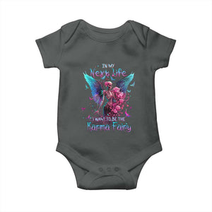 Gothic Skeleton Roses Baby Onesie In My Next Life I Want To Be The Karma Fairy TS02 Dark Heather Print Your Wear