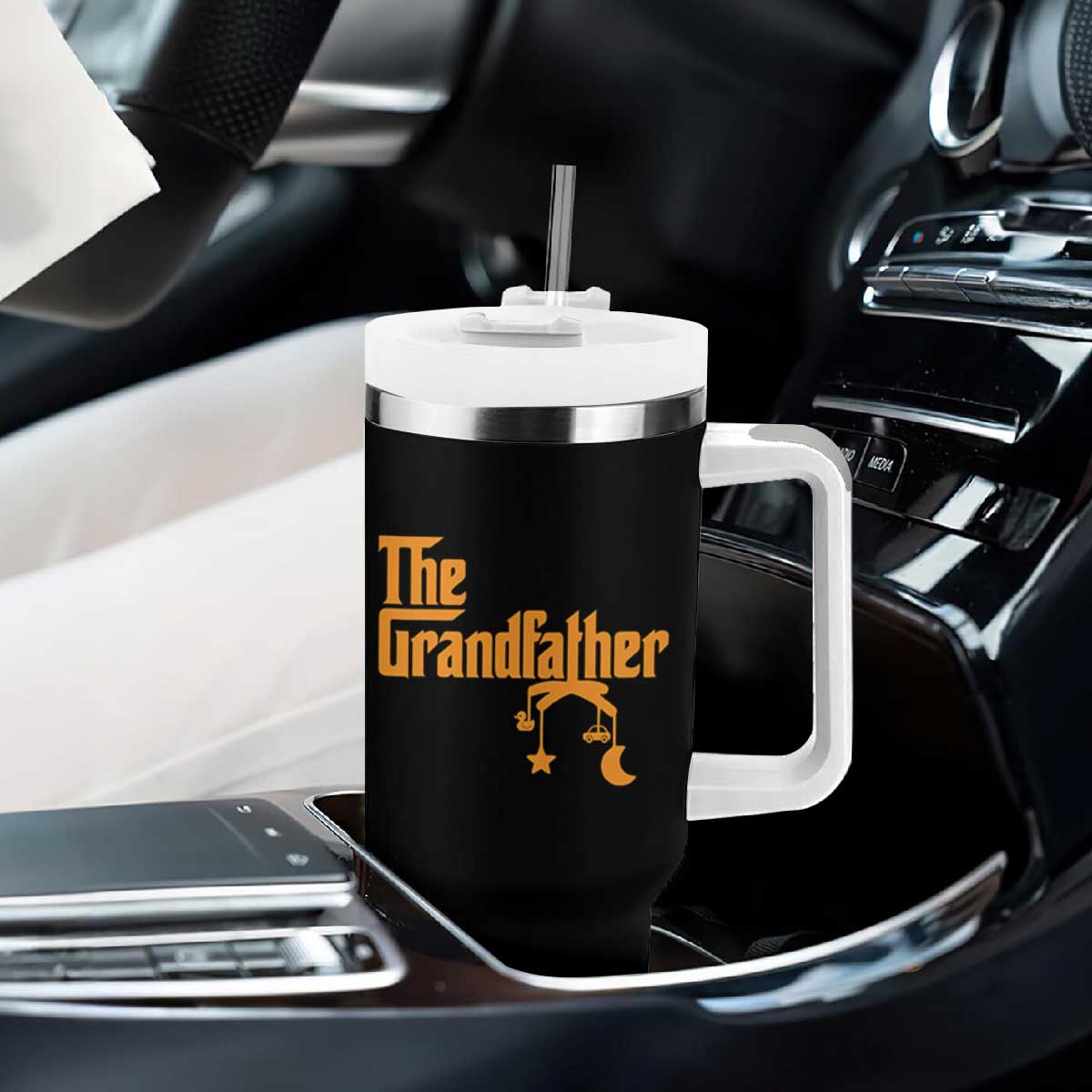 Grandfather Tumbler With Handle Funny Grandpa Fathers Day TS10 Print Your Wear
